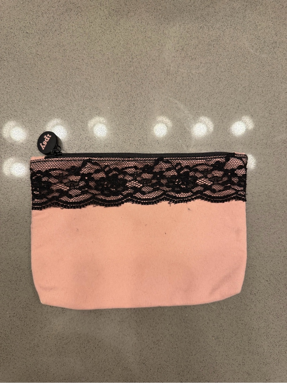Ipsy Pink Lace Makeup Bag Cosmetic Pouch Zip Clutch Travel Case Like New